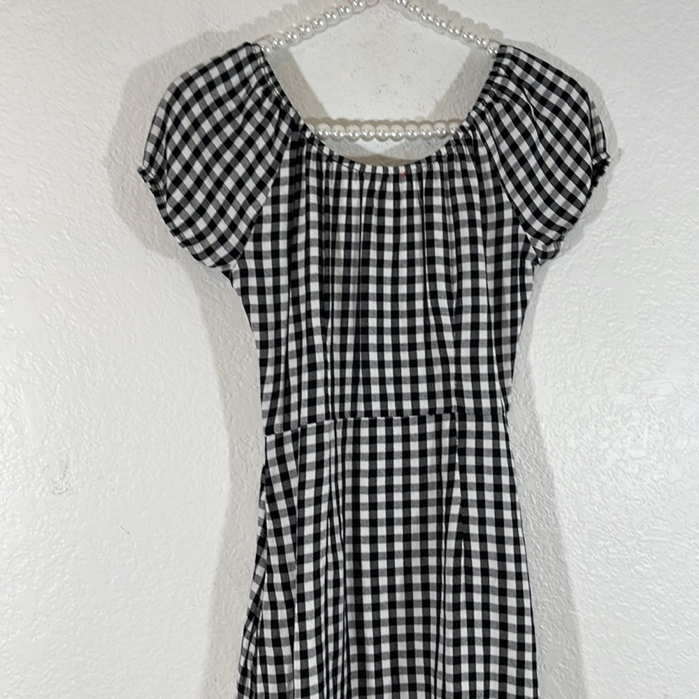 Hollister Gingham Off Shoulder White & Black Short Sleeve Dress Size XS New - Picture 5 of 9